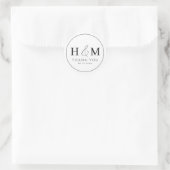 Eenvoudige Elegante Typografie Monogram Trouw Ronde Sticker (Tas)
