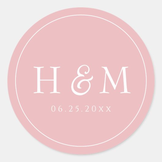 Eenvoudige Elegante Typografie Monogram Trouw Ronde Sticker (Voorkant)