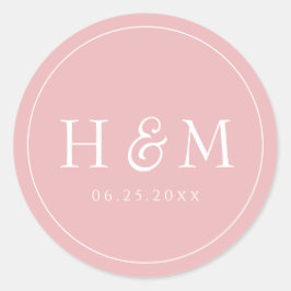 Eenvoudige Elegante Typografie Monogram Trouw Ronde Sticker