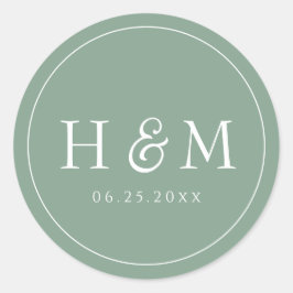 Eenvoudige Elegante Typografie Monogram Trouw Ronde Sticker
