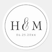 Eenvoudige Elegante Typografie Monogram Trouw Ronde Sticker (Voorkant)