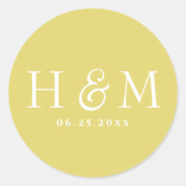 Eenvoudige Elegante Typografie Monogram Trouwdag Ronde Sticker
