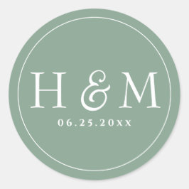 Eenvoudige elegante typografie Monogrammed Wedding Ronde Sticker