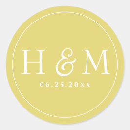 Eenvoudige elegante typografie Monogrammed Wedding Ronde Sticker