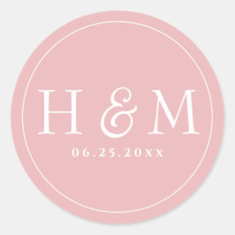 Eenvoudige elegante typografie Monogrammed Wedding Ronde Sticker