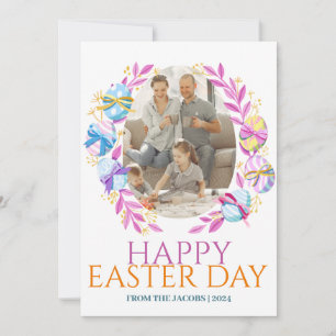 Eenvoudige Elegante Typografie Pasen Familie Één F Feestdagenkaart