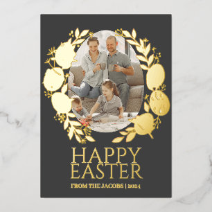 Eenvoudige Elegante Typografie Pasen Familie Één F Folie Feestdagenkaart