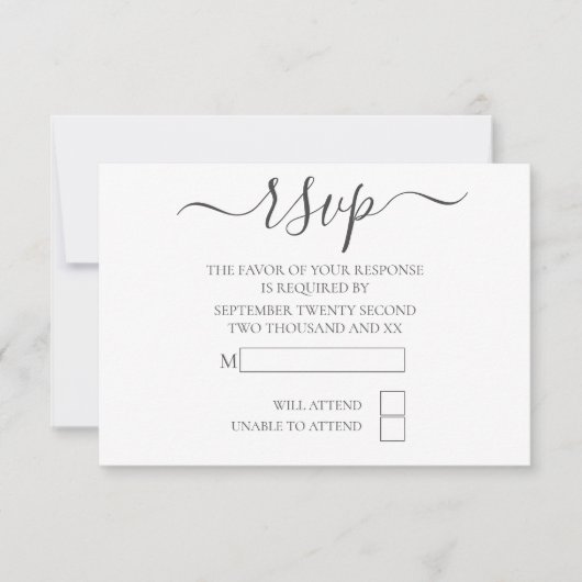 Eenvoudige Elegante Typografie RSVP Bruiloft (Voorkant)