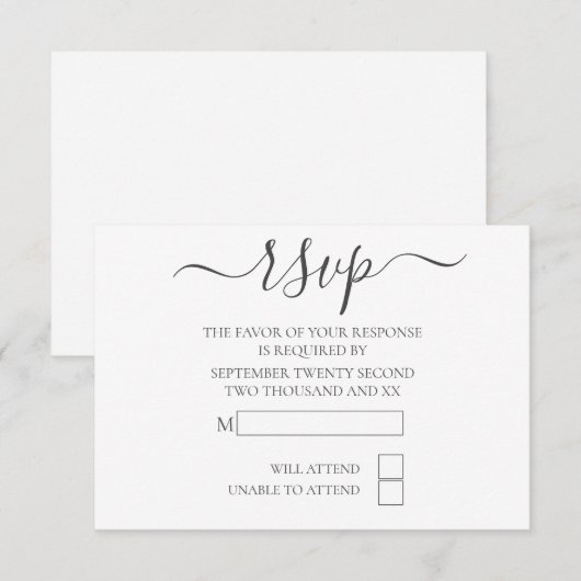 Eenvoudige Elegante Typografie RSVP Bruiloft (Voorkant / Achterkant)