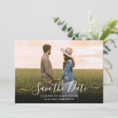 Eenvoudige Elegante Typografie Script Één Fotohuwe Save The Date (Staand voorkant)