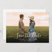 Eenvoudige Elegante Typografie Script Één Fotohuwe Save The Date (Voorkant / Achterkant)