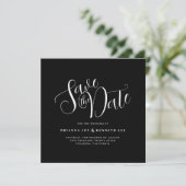 Eenvoudige Elegante Typografie Zwart Bruiloft Save The Date (Staand voorkant)