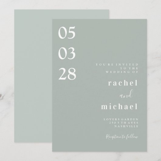 Eenvoudige elegante uitnodiging (Voorkant / Achterkant)