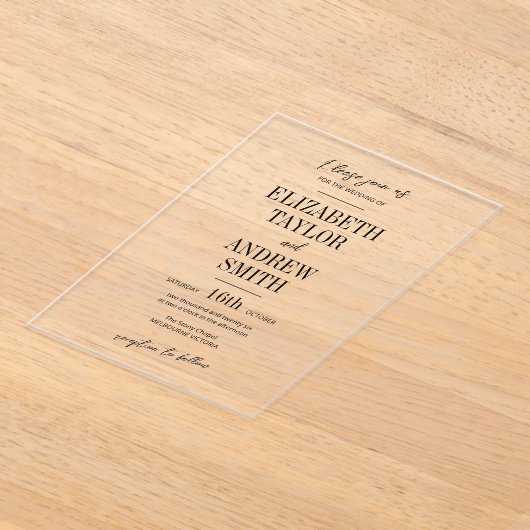 Eenvoudige Elegante uitnodiging, mooi beknopt lett Acryl Uitnodigingen (Laagn)