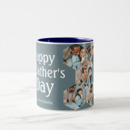 Eenvoudige elegante Vaderdag Hexagon Fotocollage Tweekleurige Koffiemok