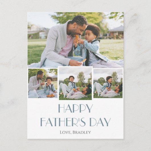 Eenvoudige elegante vaders Dag Sweet Photo Collage Feestdagenkaart (Voorkant)