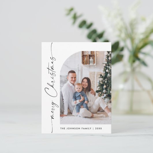 Eenvoudige Elegante Vakantie FOTO Kerstmis Groet Briefkaart (Staand voorkant)