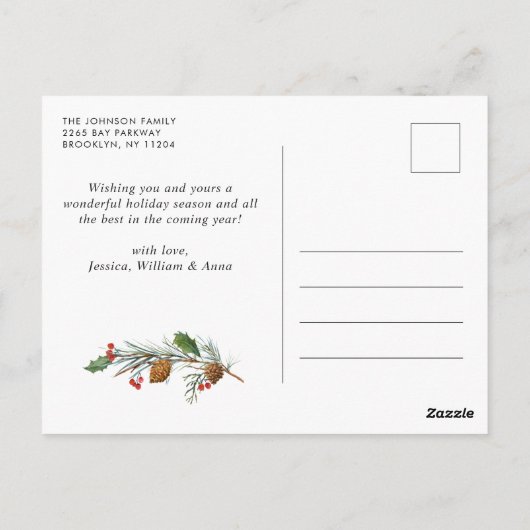 Eenvoudige Elegante Vakantie FOTO Kerstmis Groet Briefkaart (Achterkant)