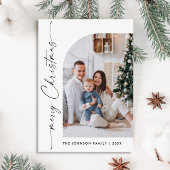 Eenvoudige Elegante Vakantie FOTO Kerstmis Groet Briefkaart