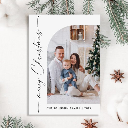 Eenvoudige Elegante Vakantie FOTO Kerstmis Groet Briefkaart