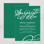 Eenvoudige, elegante verrassingsuitnodiging 100e v kaart (Voorkant / Achterkant)