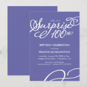 Eenvoudige, elegante verrassingsuitnodiging 100e v kaart (Voorkant / Achterkant)