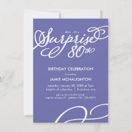 Eenvoudige, elegante verrassingsuitnodiging 80e ve kaart