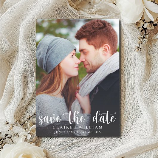 Eenvoudige elegante verticale foto Sla de datumkaa Save The Date