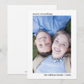 Eenvoudige elegante verticale kerstfotokaart feestdagenkaart (Voorkant / Achterkant)