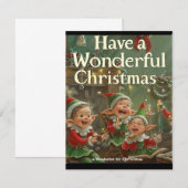 Eenvoudige Elegante Vier Elfen Zingende Kerstmis K Notitiekaartje (Voorkant / Achterkant)