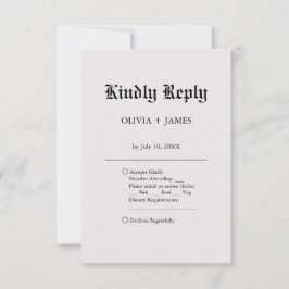 Eenvoudige elegante vintage bruiloft RSVP kaartje