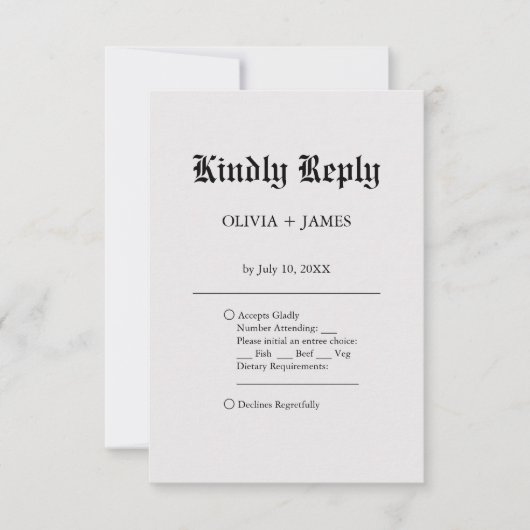 Eenvoudige elegante vintage bruiloft RSVP kaartje (Voorkant)