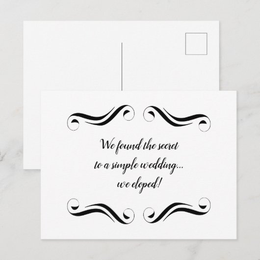 Eenvoudige Elegante Vlucht in het Zwart en Wit Aankondigingskaart (Voorkant / Achterkant)