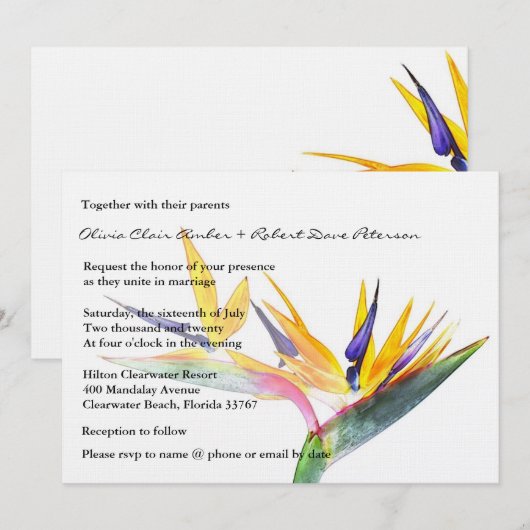 Eenvoudige Elegante Vogel van het Paradijs Bloemen Kaart (Voorkant / Achterkant)