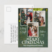 Eenvoudige Elegante Vreugde Kerstmis Familie Fotoc Feestdagenkaart (Voorkant / Achterkant)