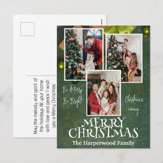 Eenvoudige Elegante Vreugde Kerstmis Familie Fotoc Feestdagenkaart (Voorkant / Achterkant)