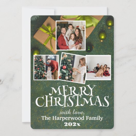 Eenvoudige Elegante Vreugde Kerstmis Familie Fotoc Feestdagenkaart (Voorkant)