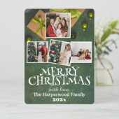 Eenvoudige Elegante Vreugde Kerstmis Familie Fotoc Feestdagenkaart (Staand voorkant)