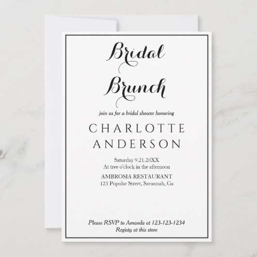 Eenvoudige Elegante Vrijgezellenfeest Bridal Brunc Kaart (Voorkant)