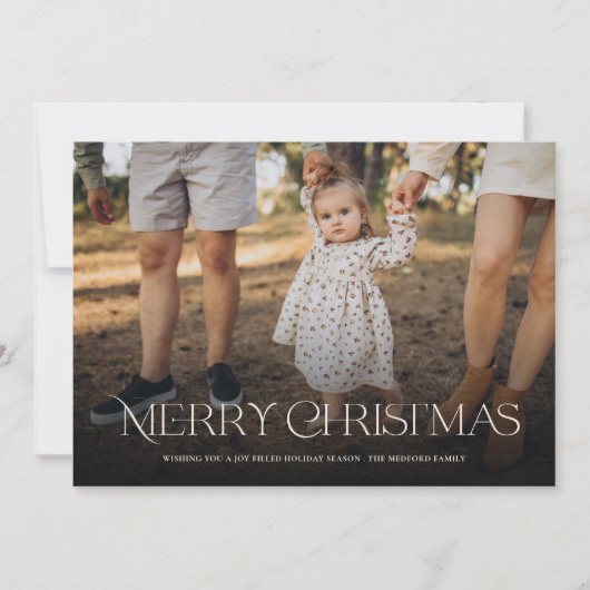 Eenvoudige Elegante Vrolijke Kerstmis Bloemen Teru Feestdagenkaart (Voorkant)