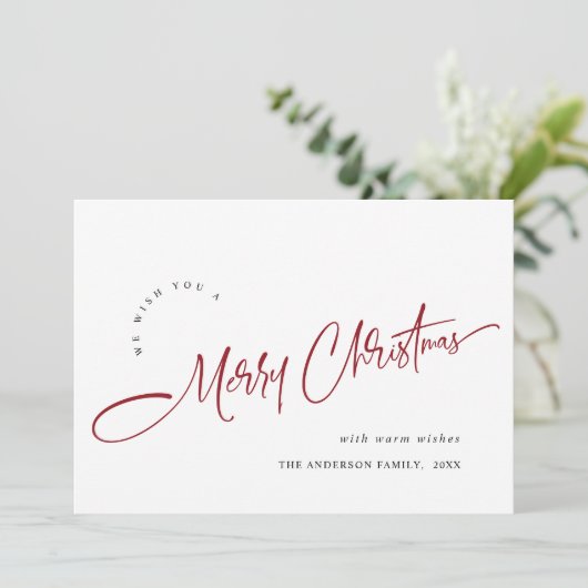 Eenvoudige Elegante Vrolijke Kerstmisgroet Feestdagenkaart (Staand voorkant)