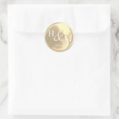 Eenvoudige Elegante Waszegel Monogram Trouwdag Ronde Sticker (Tas)