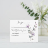 Eenvoudige Elegante waterverf bloemenscript bruilo RSVP Kaartje (Staand voorkant)