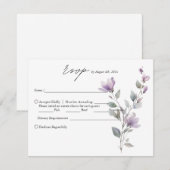 Eenvoudige Elegante waterverf bloemenscript bruilo RSVP Kaartje (Voorkant / Achterkant)