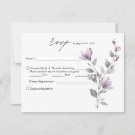 Eenvoudige Elegante waterverf bloemenscript bruilo RSVP Kaartje