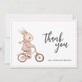 Eenvoudige Elegante Waterverf Bunny Baby Meisje Bedankkaart (Voorkant)