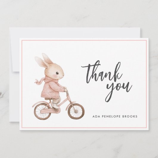 Eenvoudige Elegante Waterverf Bunny Baby Meisje Bedankkaart (Voorkant)