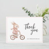 Eenvoudige Elegante Waterverf Bunny Baby Meisje Bedankkaart (Staand voorkant)