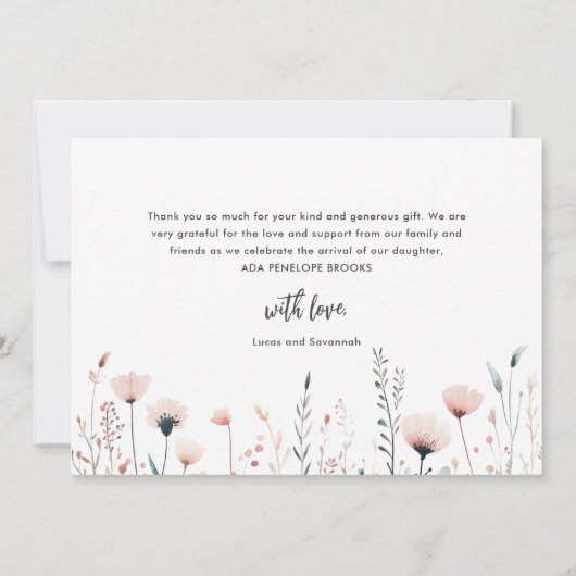 Eenvoudige Elegante Waterverf Bunny Plane Baby Gir Bedankkaart (Achterkant)