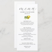 Eenvoudige Elegante Waterverf Citrus Bruiloft Menu (Voorkant / Achterkant)